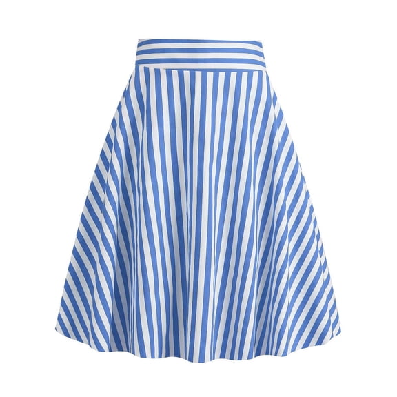RUTAYY Women's Skirt Retro Stripes Print A-Line Soft Comfortable Casual Daily Wear Vacation Playful Midi Skirt