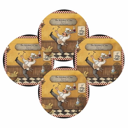 Round Placemats Set of 4 Funny Chef Place Mats Washable Woven Placemat Pizza Toss Cooking Kitchen Plaid Circle Braided Table Mat for Kitchen Dining Table Party Home Decor 15 Inch Round Placemats Set of 4 Funny Chef Place Mats Washable Woven Placemat Pizza Toss Cooking Kitchen Plaid Circle Braided Table Mat for Kitchen Dining Table Party Home Decor 15 Inch