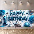 thumbnail image 4 of LUUFILx Blue Birthday Backdrop Decoration Balloons For Baby Boy First Birthday Party Celebration Background Happy Birthday Banner Party Supplies, 4 of 7