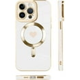thumbnail image 5 of for iPhone 14 Pro Max Case [Support Magsafe] Love Heart Pattern Magnetic Plating Electroplate Luxury Elegant Case Camera Protector Soft TPU Shockproof Protective Corner Back Cover -White, 5 of 12