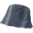 thumbnail image 4 of CoCopeaunts Denim Bucket Hats Irregular Foldable Men Fisherman Hat Unisex Fashion Frayed Brim Summer Travel Bucket Cap for Women, 4 of 8