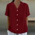 thumbnail image 2 of UAMVSH Button Down Shirts for Women Casual Lapel Short Sleeve T Shirt Lightweight Soft Loose Fit Top Vintage Clothes, 2 of 6