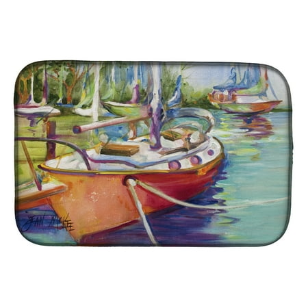 

Caroline s Treasures Red Sailboat Dish Drying Mat