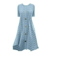 thumbnail image 3 of Eyelet Midi Dress for Women Casual Button Short Sleeve Swing A Line Dresses Hollow Out Beach Swimsuit Coverup, 3 of 5