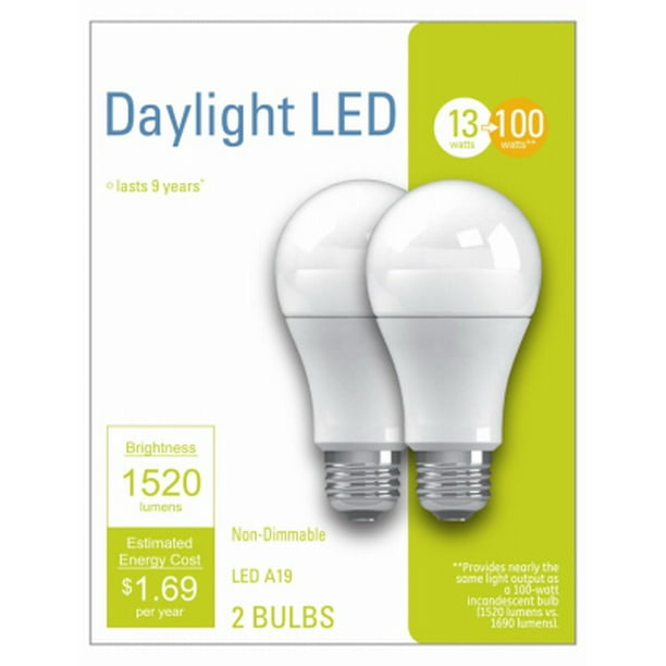 LED Light bulb, A21, Daylight, 13Watts, 2Pk.