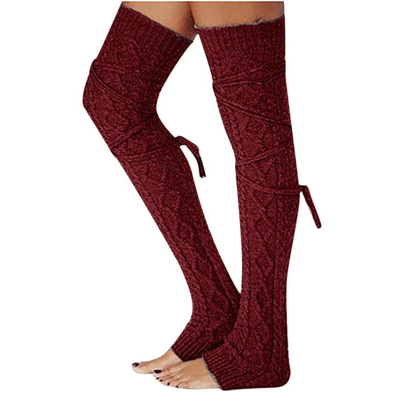 Mart Women Leg Warmers Knee High Cable Knit Lady Adult Leg Sets Pile Of Socks Autumn And Autumn Keep Warm Sock Knitting Foot Coverv Over the Knee Socks
