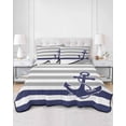 thumbnail image 3 of Anchor Gray Twin XL Size Down Alternative Comforter, Lightweight Comforter Quilt Bedding Set with Pillow Shams Modern Navy Blue White Striped Nautical All Seasons Bed Comforter Duvet Insert 68"x98", 3 of 7