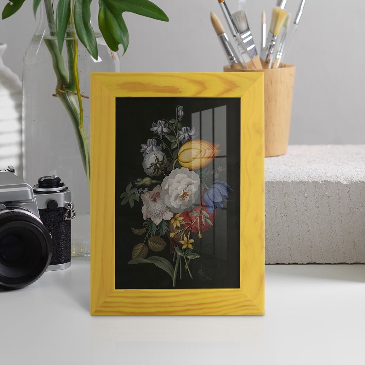 Dramatic Bouquet III -Framed Print w/glass-Sunflower Yellow