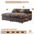 thumbnail image 5 of Aukfa 75" Double Chaise Lounger Oversized Loveseat Sofa for Living Room, 6 Pillows, Corduroy, Gray, 5 of 10