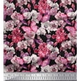 thumbnail image 1 of Soimoi Polyester Crepe Fabric Butterfly & Orchids Floral Fabric Prints by Yard 52 Inch Wide, 1 of 3