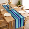thumbnail image 3 of Mexican Style Table Runner - 60 Inch Long Colorful Mexico Stripes Teal Blue Cotton and Linen Blended Dress Scarves Farmhouse Table Runner for Kitchen Dining, Coffee Table, 13" x 60", 3 of 8