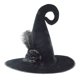 thumbnail image 1 of Sombrero de bruja de Halloween, sombrero de bruja de franela negro para mujer, accesorio para fiesta de disfraces de cosplay, 1 of 9