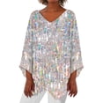 thumbnail image 2 of frariair ​Shimmer Blouse Featuring Loose Fit And Lightweight Fabric Perfect For Concert Wear And Holiday Parties​ White, 2 of 4