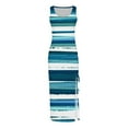 thumbnail image 4 of Robes d'Été pour les Femmes à la Mode Sans Manches Taille Haute Boho Cordon Côtelé Robe Longue Froissée Haute Fente Robe Maxi, 4 of 5