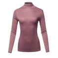 thumbnail image 2 of A2Y Women's Fitted Solid Long Sleeve Mock Neck Rayon Top Shirt Withered Rose S, 2 of 6