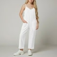 thumbnail image 2 of Gubotare Kids Jumpsuit Girls Girls Jumpsuit Sleeveless Romper Summer Casual Spaghetti Strap Outfits Size 13-14T (White,13-14 Years), 2 of 9