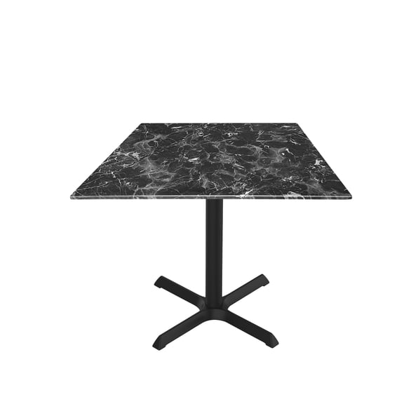 Indoor/Outdoor 30" Tall OD211 Black Table Base with 30" x 30" foot and 32" x 32" Square Indoor/Outdoor Black Marble Top by the Holland Bar Stool Co.