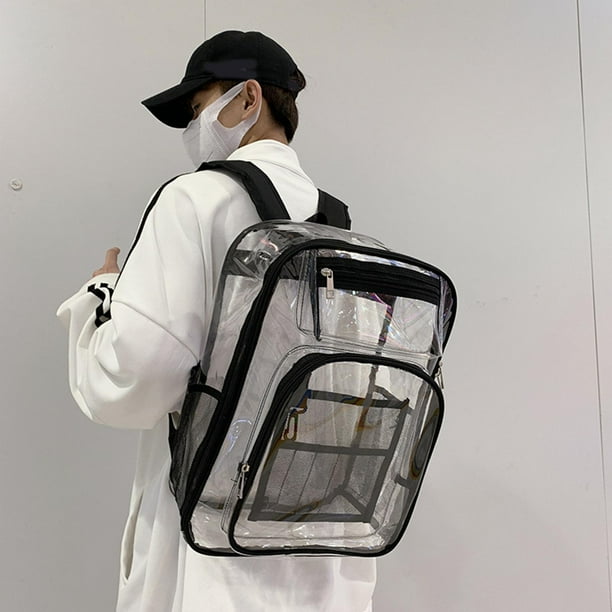 Mochi transparente, resistente, resistente al agua, portátil, duradera, , con cremallera bidireccional de para deportes Negro Colco Mochila transparente