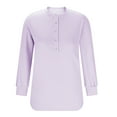 thumbnail image 6 of Htigea Womens V Neck Sweatshirts Solid Color Button Down Pullover Tops Casual Loose Tunic Sweatshirt Purple M, 6 of 8