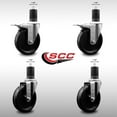 thumbnail image 2 of 5 Inch SS Phenolic Swivel 1-5/8 Inch Expand Stem Caster Set 2 Total Lock Brakes, 2 of 2
