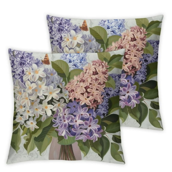 nygtbtfer Throw Pillow Pack of 2, of a Posy of Rural Meadow Blossoms Soulful Nature Theme, Zippered Double-Side Digital Print Decor, ", Multicolor White