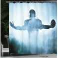 thumbnail image 4 of Ambesonne Blue Shower Curtain, American Football Hero, 69"Wx84"L, Blue, 4 of 5