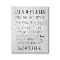 Laundry Room Rules Family List Typography Graphic Art Gallery Wrapped Canvas Print Wall Art