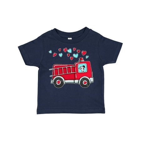 

Inktastic Valentine Fire Truck with Cute Dalmatian and Hearts Gift Toddler Boy or Toddler Girl T-Shirt
