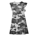 thumbnail image 4 of Nmnitkp Dresses for Girls Cute Summer Casual Floral Print Ruffle Short Sleeve Tiered Pleated Kids A-Line T-Shirt Dress Gray,9 Years, 4 of 5