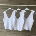 thumbnail image 3 of KOOYET Women's Tank Sleeveless Thin Strap Solid Color Slim Deep V Neck Casual Style Short Camis for Female, 3 of 6