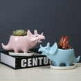 thumbnail image 4 of POINTERTECK 3D Cartoon Flowerpot Drain Hole Ceramic Creative Triceratops Shape Flowerpot for Desktop, 4 of 9
