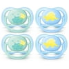Philips Avent Ultra Air Pacifier, 0-6 Months, Contemporary Decos, Blue/Green, 4 Pack, SCF344/40