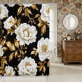 thumbnail image 2 of Manfei Vintage Peony Bloom Shower Curtain 72Wx72L,Oriental Floral Bathroom Curtain, 2 of 6