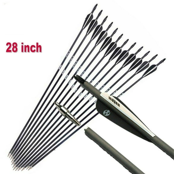 EROCK 12x 28 inch Carbon Arrows OD 7.8mm Spine 500 Archery Target Practice For Youth