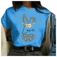 thumbnail image 2 of Hauts d'Été Grande Taille pour Femmes Col Rond Imprimé Jour de Pâques Décontracté Manches Courtes T-shirt Col en V Femmes en Solde, 2 of 4