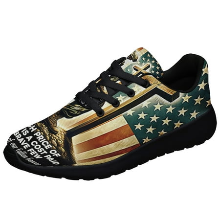 

Memorial Day Veteran Kneeling The Cross The High Price Of Freedom In Memory Of Our Fallen Heroes Shoes Sneakers Black Size 7