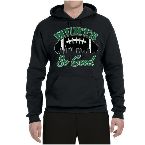 Wild Bobby, Hurts So Good Philadelphia Football City Sports Unisex Graphic Hoodie Sweatshirt, Black, Small