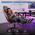 thumbnail image 3 of Mr IRONSTONE Gaming Chair with Bluetooth Speakers and RGB LED Lights, Ergonomic Massage Computer Chair with 3D Armrests and Footrest, Red/Black, 3 of 9