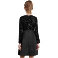 thumbnail image 2 of Runhomal Robe à Sequins pour Filles Col Rond Manches Longues Plissée Fête Mariage Robe Fleurie Noire 10, 2 of 6