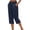 Navy, variant on Nymphenshire Womens Capri Pants 7/8 Length Linen Button Elastic Waist Casual Cropped Pants Loose Fit Summer Beach Comfortable Bottoms White