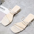 thumbnail image 1 of Elegantes tacones bajos gruesos para mujer - Sandalias cuadradas con puntera abierta para diapositivas de fiesta versátiles, 1 of 3
