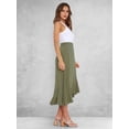thumbnail image 4 of Womens One-Piece Wrap Tie Waist Solid Color Irregular Hem Chiffon Midi Skirt Elegant Flowy Green M, 4 of 9
