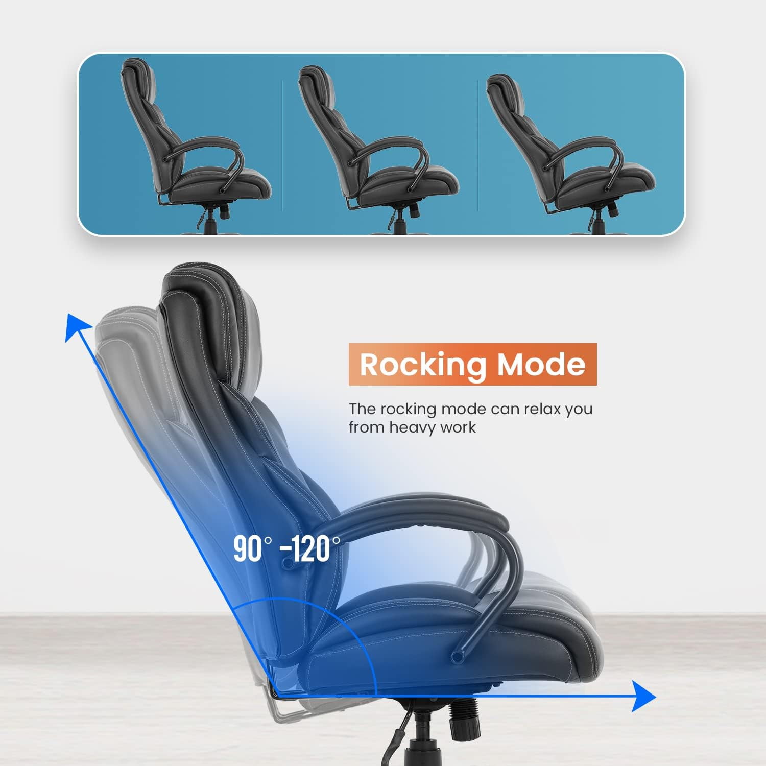Dkelincs Ergonomic Office Chair Big and Tall Wide Seat Desk Chair 500 lbs Adjustable Computer Chair with Lumbar Support, Black