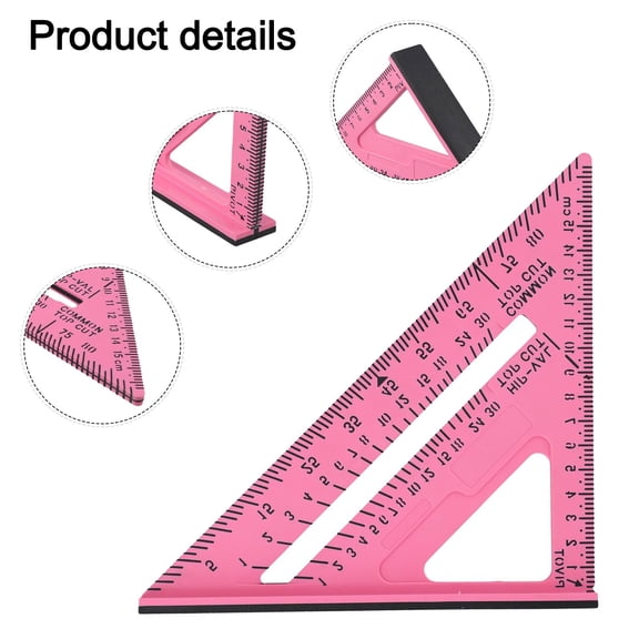 For 7 Inch 12 Inch Carpentry Triangle Ruler Abs Plastic Right Angle Measuring Tool Pink Yellow Precision Multi-Angle Marking A