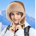 thumbnail image 4 of Lovskoo Womens Faux Fur Hats Winter Hat with Ear Flaps Ski Snow Skull Cap Fluffy B-Coffee, 4 of 5