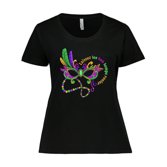 Inktastic Laissez Les Bon Temps Rouler Mardi Gras Mask Women's Plus Size T-Shirt