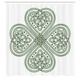 thumbnail image 2 of Ambesonne Celtic Shower Curtain, Irish 4 Leaf Clover Motif, 69"Wx84"L, Pale Green White, 2 of 4