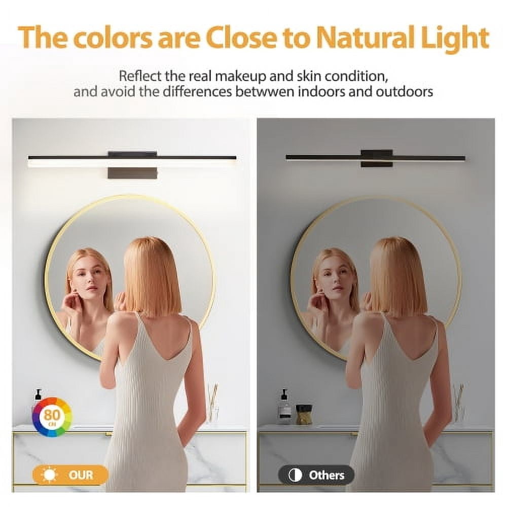 32 Inch Modern LED Bathroom Vanity Light – Sleek Black Metal Wall Light for Mirror, Dressing Room or Sink Area  On-Site