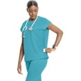 thumbnail image 2 of Infinity Scrub Top for Women Contemporary Fit Round Neck 3 Pocket with Covered Placket with Partial Zip Plus Size - IN622A, 3, 2 of 5