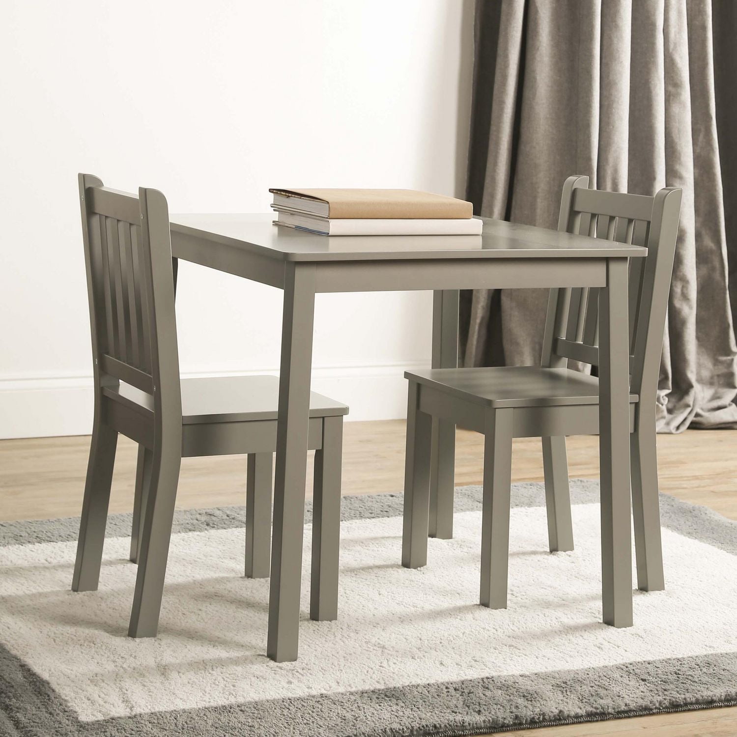 Humble Crew Kids Table and Chair Set (2 Chairs Included), Grey